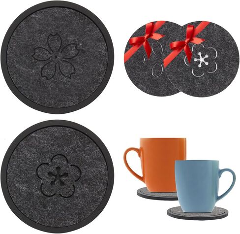Silicone Coasters for Drinks, Drink Coasters for Coffee Table, Non-Slip, Non-Stick Cup Mat Live for Hot and Cold Drink (Stripe, 3 Pack Grey) in Saudi Arabia