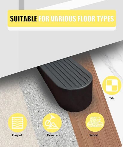 Big Rubber Door Stoppers 2 Packs Heavy Duty Wedge Door Stop for All Floors 1.9 Inches Non-Scratching Doorstops Special for Home Office School Hotel Heavy Door (Black) in Saudi Arabia
