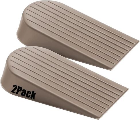 Big Rubber Door Stoppers 2 Packs Heavy Duty Wedge Door Stop for All Floors 1.9 Inches Non-Scratching Doorstops Special for Home Office School Hotel Heavy Door (Black) in Kuwait