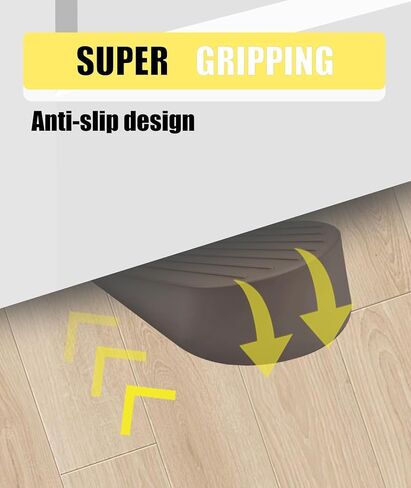 Big Rubber Door Stoppers 2 Packs Heavy Duty Wedge Door Stop for All Floors 1.9 Inches Non-Scratching Doorstops Special for Home Office School Hotel Heavy Door (Black) in Kuwait