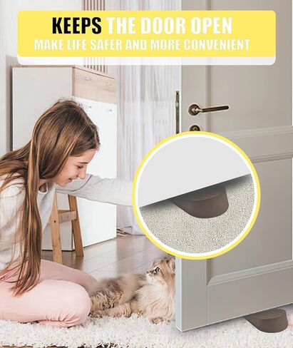 Big Rubber Door Stoppers 2 Packs Heavy Duty Wedge Door Stop for All Floors 1.9 Inches Non-Scratching Doorstops Special for Home Office School Hotel Heavy Door (Black) in Kuwait