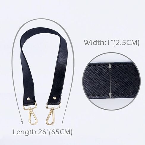 VanEnjoy Full Grain Leather Replacement Strap Shoulder Bag Purse, 0.98 inch Width Gold Hardware(Black) in Kuwait
