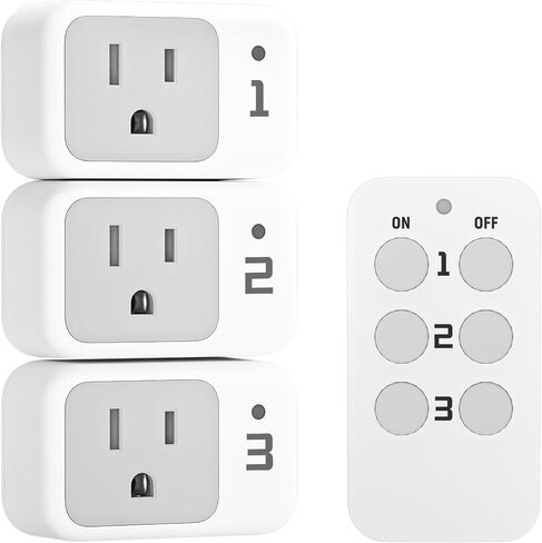 Wireless Remote Control Outlet, TESSAN Electrical Outlet Switch, Wall Outlet Plug with ON/Off Light Switch for Indoor String Lights, Lamps, Home Appliances, 100ft Range (2 Remotes + 5 Outlets) in Saudi Arabia