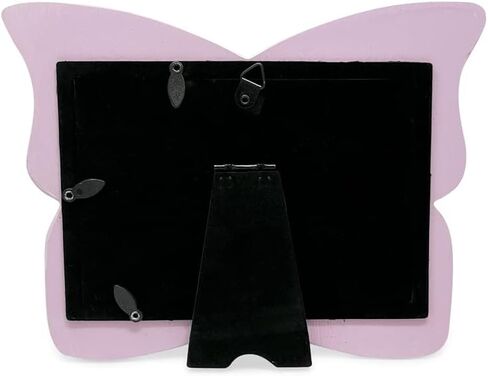 Laura Ashley 4x6 Horizontal White with Gold Resin Butterfly Picture Frame with Dotted Edges, Photo Frame with Black Fabric Easel, Made for Tabletop & Wall-Hanging Display (6x4, White with Gold) in Kuwait