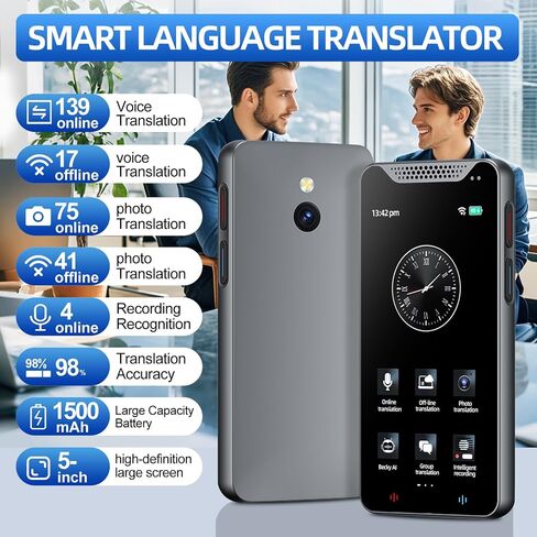 Language Translator Device, Real Time Two Way Language Translator with 138 Languages, Accurate Word/Online/Offline/AI/Voice Translation, Instant Translator for Business, Learning, Travel in Saudi Arabia