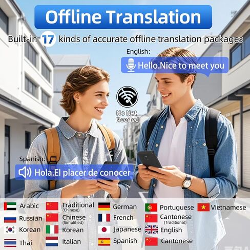 Language Translator Device, Real Time Two Way Language Translator with 138 Languages, Accurate Word/Online/Offline/AI/Voice Translation, Instant Translator for Business, Learning, Travel in Saudi Arabia