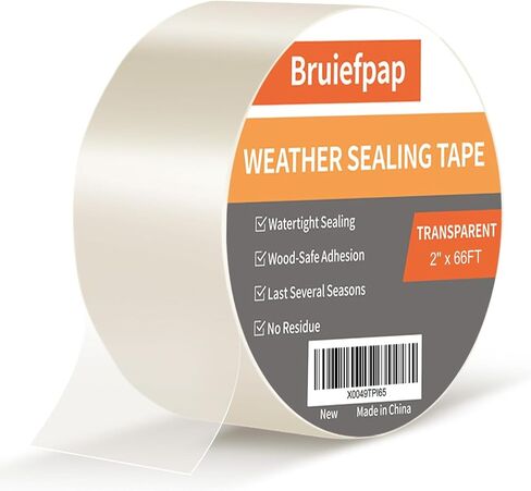 Bruiefpap Transparent Window Weather Sealing Tape 2-Inch x 55Yards, Window Insulation Kit for Winter, Doors Plastic Draft Stopper for Winterizing, Clear Sealing Film Tape, No Residue in Saudi Arabia