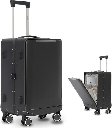 OUZZO Luggage,carry-on luggage,wheeled carry-on luggage,with front opening,TSA approved lock,wheeled carry-on luggage,hardshell suitcase,20-inch suitcase,White in Saudi Arabia