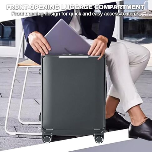 OUZZO Luggage,carry-on luggage,wheeled carry-on luggage,with front opening,TSA approved lock,wheeled carry-on luggage,hardshell suitcase,20-inch suitcase,White in Saudi Arabia