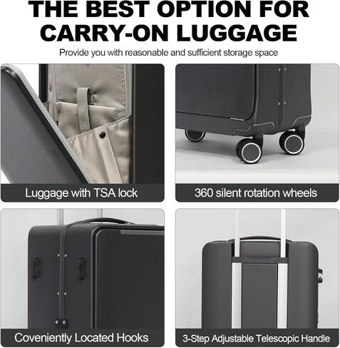 OUZZO Luggage,carry-on luggage,wheeled carry-on luggage,with front opening,TSA approved lock,wheeled carry-on luggage,hardshell suitcase,20-inch suitcase,White in Saudi Arabia