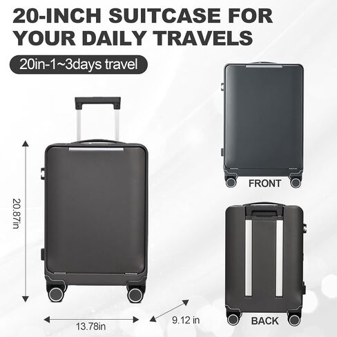 OUZZO Luggage,carry-on luggage,wheeled carry-on luggage,with front opening,TSA approved lock,wheeled carry-on luggage,hardshell suitcase,20-inch suitcase,White in Saudi Arabia