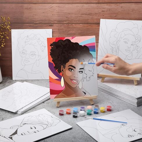 Zhanmai 20 Pack Pre Drawn Canvas for Painting Drawn Canvas Paint Kit Pre Printed Canvases for Sip and Paint Party Favor DIY Virtual Party Birthday Gifts Adult's Date Night(Sexy Couples) in Kuwait