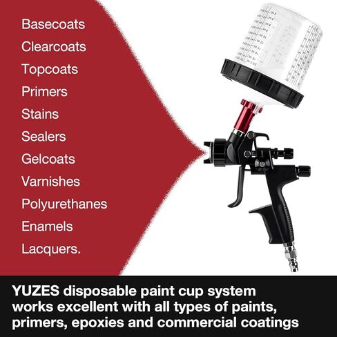 نظام أكواب خلط الطلاء للاستعمال مرة واحدة سعة 20 أونصة (600 مل) من يوزيس - 50 كوب طلاء مع أغطية، كوبين صلبين مع حلقة تثبيت، 10 مقابس، 4 محولات أكواب مسدس رش - محرك طلاء - لمسدس طلاء السيارات in Kuwait