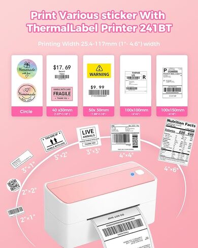 Thermal Shipping Label Printer, Bluetooth Label Printer for Small Business, Wireless 4x6 Label Maker for Shipping Packages, Compatible with iPhone&iPad&PC, Label Printer for Shopify, FedEx, UPS in Saudi Arabia