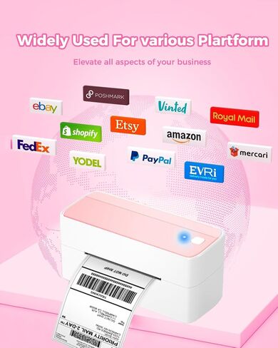 Thermal Shipping Label Printer, Bluetooth Label Printer for Small Business, Wireless 4x6 Label Maker for Shipping Packages, Compatible with iPhone&iPad&PC, Label Printer for Shopify, FedEx, UPS in Saudi Arabia