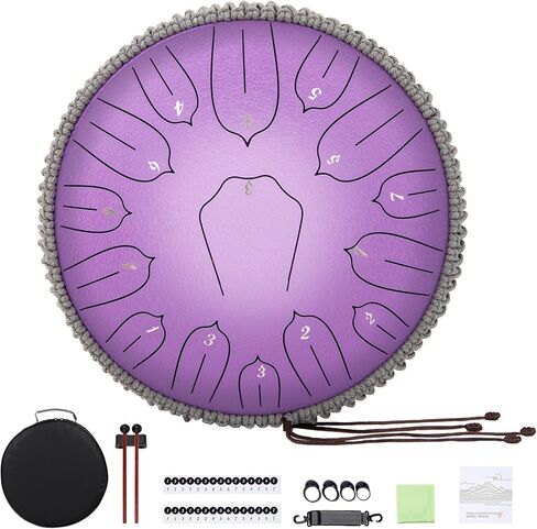 Steel Tongue Drum 12 Inch 15 Notes: Handpan Drums Set with Music Book Mallets Carry Bag - Hand Pan Instrument for Adults Musical Education Meditation Yoga Chakra (Green) in Kuwait