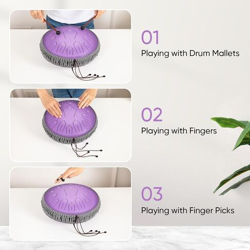 Steel Tongue Drum 12 Inch 15 Notes: Handpan Drums Set with Music Book Mallets Carry Bag - Hand Pan Instrument for Adults Musical Education Meditation Yoga Chakra (Green) in Kuwait