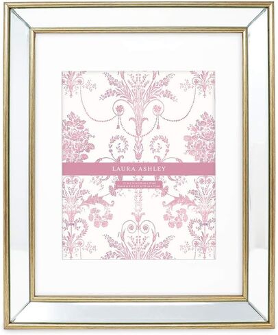 Laura Ashley 11x14 (Matted 8x10) Silver Beveled Mirror Picture Frame, Classic Mirrored Frame with Deep Slanted Angle, Wall-Mountable, Made for Photo Gallery and Wall Art, (11x14 (Matted 8x10), Silver) in Saudi Arabia