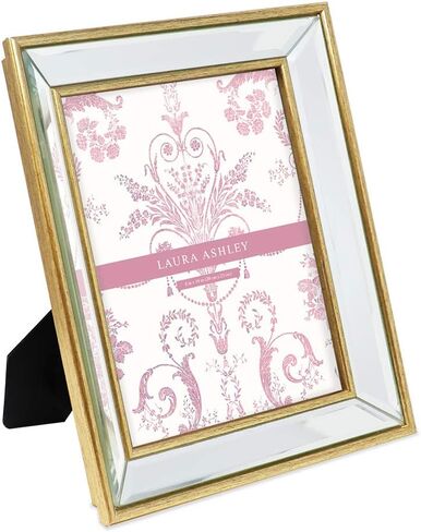 Laura Ashley 11x14 (Matted 8x10) Silver Beveled Mirror Picture Frame, Classic Mirrored Frame with Deep Slanted Angle, Wall-Mountable, Made for Photo Gallery and Wall Art, (11x14 (Matted 8x10), Silver) in Saudi Arabia