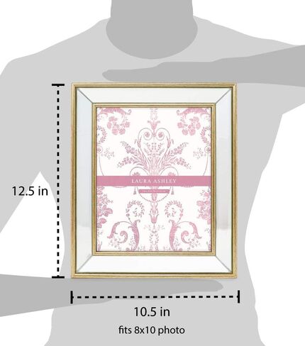 Laura Ashley 11x14 (Matted 8x10) Silver Beveled Mirror Picture Frame, Classic Mirrored Frame with Deep Slanted Angle, Wall-Mountable, Made for Photo Gallery and Wall Art, (11x14 (Matted 8x10), Silver) in Saudi Arabia