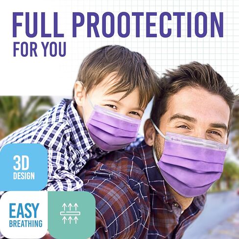 Medtecs Kids Face Mask Disposable - 2 Sizes Option (Child/Youth) 50 PCs - Comfy 3-Ply Breathable Children Masks, The Better & Safer Choice - Youth | Cobalt Blue in Kuwait