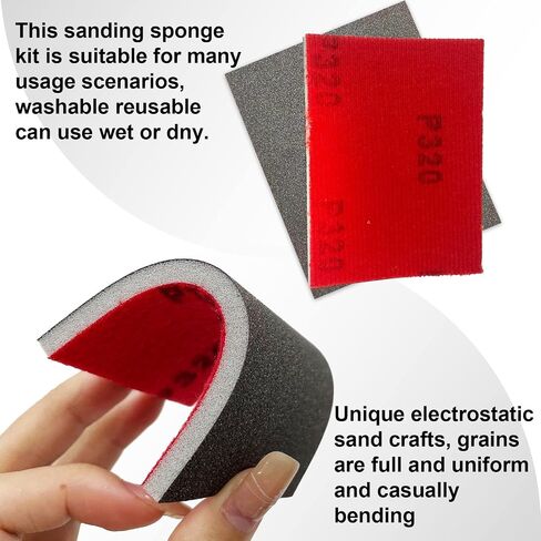 Sanding Sponge Set, 20 Pcs 320-2500 Grit Sanding Block Pads Dry Wet Sanding Sponge Soft Foam Fine Drywall Sandpaper for Crafts Furniture Wood Model Drywall Metal Rust Removal Polishing in Saudi Arabia
