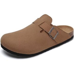 Torotto Womens Clogs Cork Footbed Suede Slippers Arch Support Potato Shoes with Adjustable Buckle
