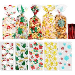 Graduation Treat Bags, Graduation Cellophane Treat Bags, 100 PCS Graduation Gift Bags, Graduation Cello Candy Cookie Bags with 100 Pcs Gold Ties for Graduation Party Favors Supplies, 4 Styles