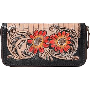 Deputy's Badge Bifold Cowhide Tooled Leather Hand Wristlet Wallet