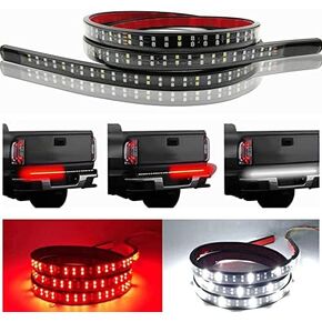 Livtee Truck Tailgate Light Bar, 60" Triple Row LED Brake Light Strip with Red Brake/White Reverse/Sequential Amber Turning Signals, Light Bars for Trucks, Truck Accessories for Men- IP68 Waterproof
