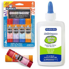The Mega Deals Elmers Glue Sticks, Scented Glue Sticks 4 Count with White Glue - 0.21 oz Glue Sticks for Kids with Scents - 1 School Glue 4 oz