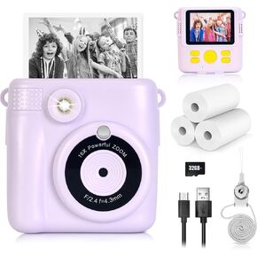 Phetium Kids Camera Instant Print, Christmas Birthday Gifts Toys for 5 6 7 8 9 10 Year Old Girls Boys,1080P Digital Video Cameras for Toddler, Creative Presents for Children, with Print Papers (Pink)