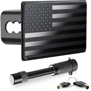 SINGARO Heavy American Flag Metal Trailer Hitch Cover for 2 Inch Receivers, Ideal for Truck Accessories with 5/8-Inch Pin Diameter Trailer Hitch Lock (Camouflage Black)