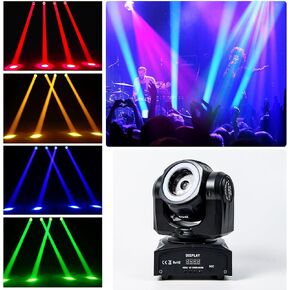 4Head Moving Disco Lights W/ 16Light Strips RGBW LED Rotating Beam Stage Lights Spotlight Event Lights W/DMX & Sound Control, for DJ KTV Disco Party Wedding Concert Halloween Christmas Festivals