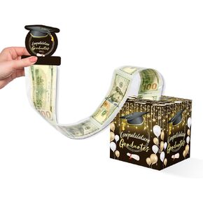 TCJIU Birthday Money Box for Cash Gift Pull, Surprise Gift Box with Pull Out Happy Birthday Day Card and 50Pcs Transparent Bags, Rose Purple Birthday Gifts for Men Women Boys Girls Best Friend