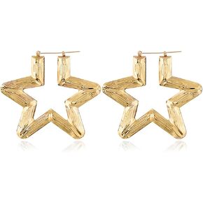 Large Babygirl Bamboo Joint Hoop Earrings - Hollow Out Hoops with 80s 90s Fashion Style for Party