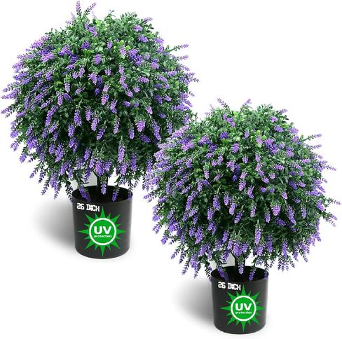 Set of 2 UV-Protected 26''T 18''D Artificial Topiary Trees, Realistic Greenery & Wheat Ears, Ideal for Indoor & Outdoor Decor, Perfect for Patios, Porches, Entryways in Saudi Arabia