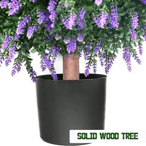 Set of 2 UV-Protected 26''T 18''D Artificial Topiary Trees, Realistic Greenery & Wheat Ears, Ideal for Indoor & Outdoor Decor, Perfect for Patios, Porches, Entryways in Saudi Arabia
