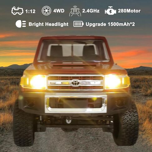 MN82 RC Crawler 1/12 RC Truck 4x4 Toyota LC79 Remote Control Car 2.4GHz Off road Vehicle with TWO 1500mAh Battery Oil Drum Fire Extinguishers 280 Motor RC Pick-up Truck for RC Hobby Adult Yellow in Saudi Arabia