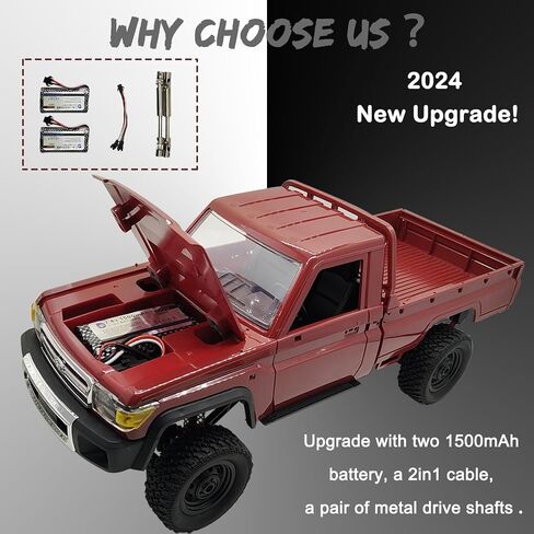 MN82 RC Crawler 1/12 RC Truck 4x4 Toyota LC79 Remote Control Car 2.4GHz Off road Vehicle with TWO 1500mAh Battery Oil Drum Fire Extinguishers 280 Motor RC Pick-up Truck for RC Hobby Adult Yellow in Saudi Arabia