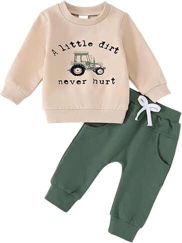 Yvowming Baby Boy Clothes Fall Clothes Truck Print Long Sleeve Pullover Tops + Pant Sets Toddler Winter Outfits in Saudi Arabia