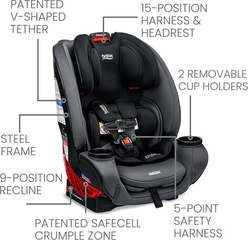 Britax One4Life Convertible Car Seat, 10 Years of Use from 5 to 120 Pounds, Converts from Rear-Facing Infant Car Seat to Forward-Facing Booster Seat, Performance Fabric, Cool N Dry Moonstone in Kuwait