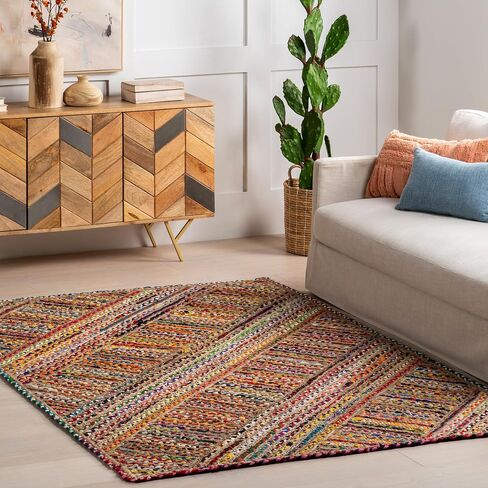 nuLOOM Aleen Bohemian Cotton/Jute Area Rug, 8x10, Multi in Saudi Arabia