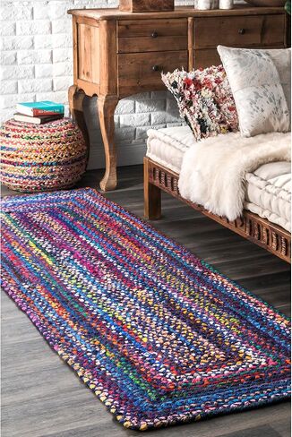 nuLOOM Tammara Bohemian Hand Braided Area Rug, 8x10, Blue in Saudi Arabia