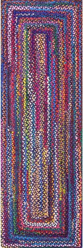 nuLOOM Tammara Bohemian Hand Braided Area Rug, 8x10, Blue in Saudi Arabia