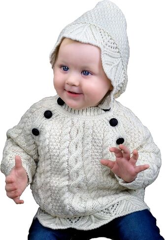 سترة بغطاء للرأس من Aran Crafts Baby تقليدية أيرلندية بخياطة من الدانتيل (100% صوف ميرينو) in Kuwait