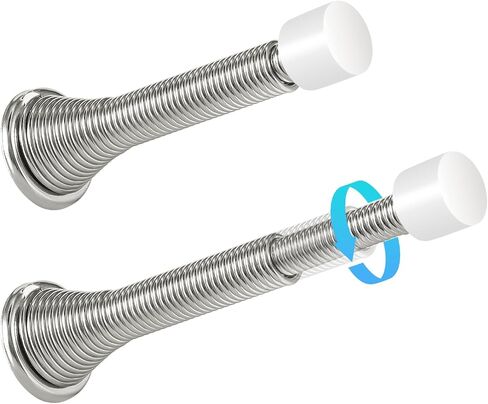 HOMOTEK 10 Pack Telescoping Spring Door Stoppers, Extended from 3-1/8 to 4-1/4 inches Wall Mount Extra Long Door Stops- Flexible Spring Doorstops Wall Protector (Antique Brass) in Saudi Arabia