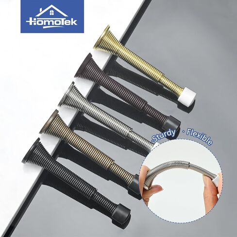 HOMOTEK 10 Pack Telescoping Spring Door Stoppers, Extended from 3-1/8 to 4-1/4 inches Wall Mount Extra Long Door Stops- Flexible Spring Doorstops Wall Protector (Antique Brass) in Saudi Arabia