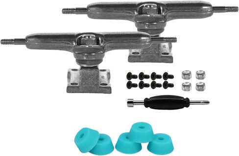 Teak Tuning Prodigy Fingerboard Trucks with Upgraded Lock Nuts, White Colorway - 32mm Wide - Includes Teal Pro Duro 61A Bubble Bushings in Saudi Arabia
