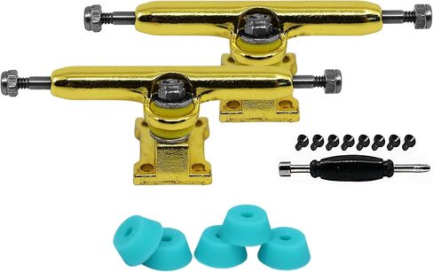 Teak Tuning Prodigy Fingerboard Trucks with Upgraded Lock Nuts, White Colorway - 32mm Wide - Includes Teal Pro Duro 61A Bubble Bushings in Saudi Arabia